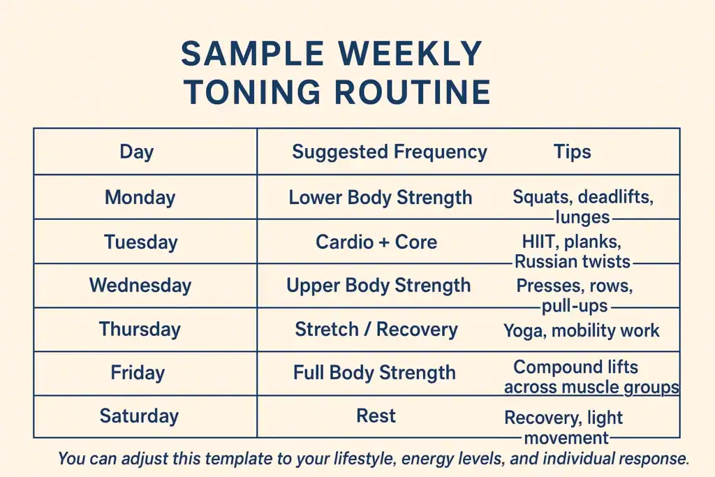 Achieving the Perfect Tone: How Often Should You Exercise for Results? 4 Weekly exercise Hertford plan graphic