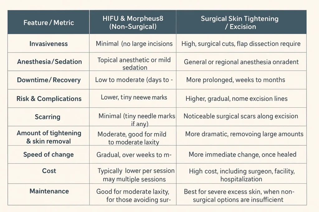 The Science of Skin Tightening 2 Table of skin tightening Hertford benefits compared to surgical options
